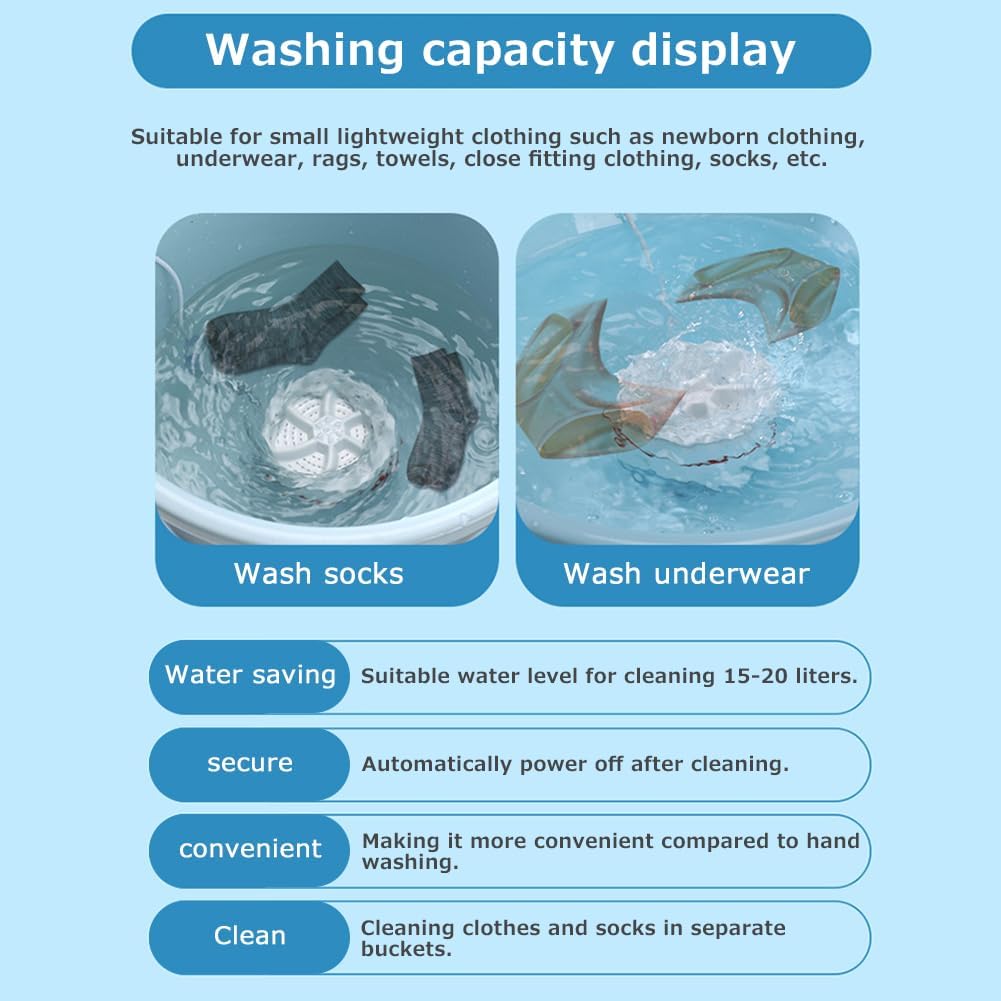 Portable USB Powered Mini Turbo Washer, Cleaning Washing Machine for Socks and Baby Clothes