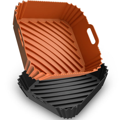 Air Fryer Silicone Liners 2 Pack, Reusable Square Air fryer Basket Liners, 4-7Qt Silicone Baking Tray for Instant Air fryer, Oven Microwave Pot Accessories, Food Grade Kitchen Gadgets