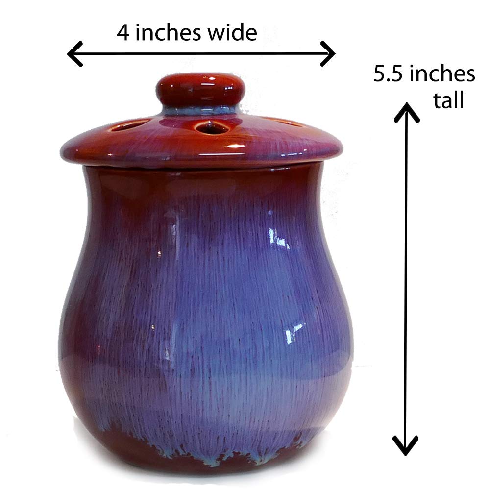Cottage Creek Garlic Keeper, Garlic Clove Storage Container with Vented Lid, Garlic Holder