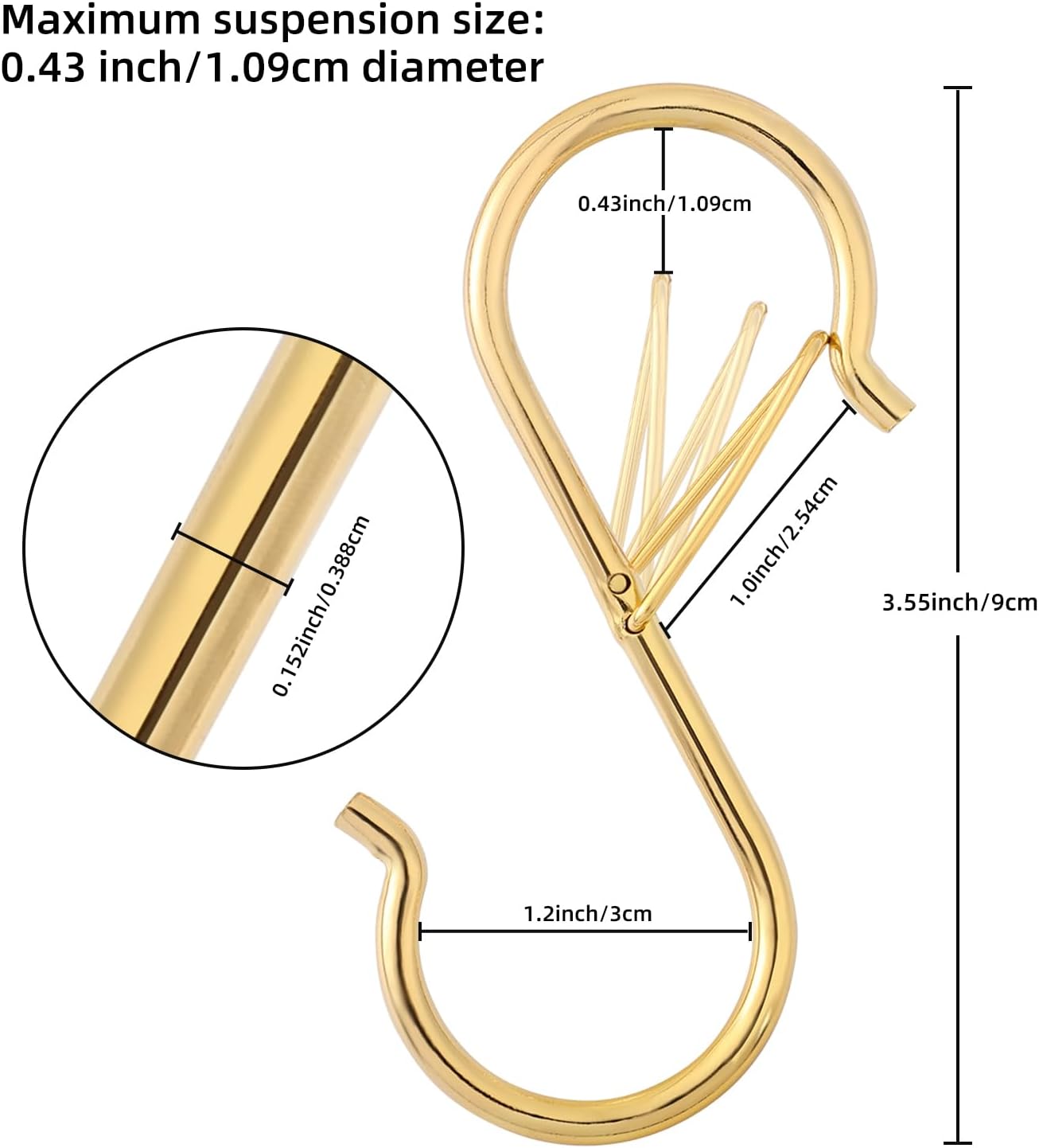 Ultimate Hanging Hooks Set, 3.55inch Gold S Hooks for Heavy Duty Hanging, Ideal for Plants, Baskets