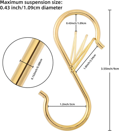 Ultimate Hanging Hooks Set, 3.55inch Gold S Hooks for Heavy Duty Hanging, Ideal for Plants, Baskets