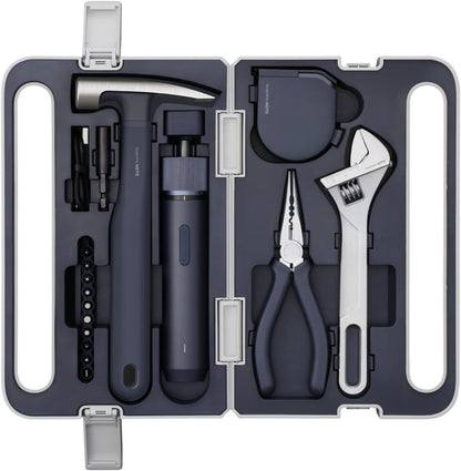 HOTO 18-Piece Tool Kit, Electric Screwdriver w/LED, 3 Torque, 10 Bits, Basic Home Tool Kit - Compact & Portable w/Hidden Buckle, Home Repair Set for DIY Projects/Dorm Repairs/Assembling