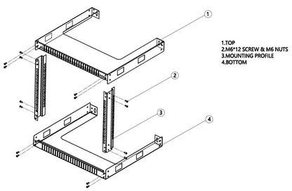 TECHTOO Wall Mount Rack 12U Adjustable Depth Open Frame 19Inch Server Equipment Rack Heavy Duty Patch Panel Bracket Network Equipment Rack (Adjustable 12U)
