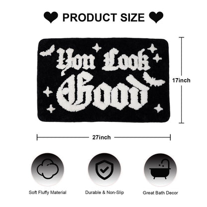QIONG MENG Halloween Rug Your Look Good Gothic Bathroom Rug Halloween Bath Mat Spooky Bathroom Mat Floor Doormats Rugs 17 x 27 Inch for Tub Home Living Room