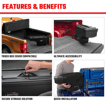 UnderCover SwingCase Truck Bed Storage Box | SC104D | Fits 2019 - 2023 Chevy/GMC Silverado/Sierra 1500 Drivers Side, Black