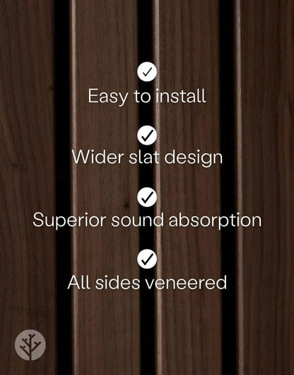 WVH Luxe American Walnut Acoustic Slat Wood Wall Panels, Measures 94.49" x 23.62", Premium Finish, Interior Decor for Walls & Ceilings, Noise Cancelling & Sound Absorbing for Home & Office, 2pcs