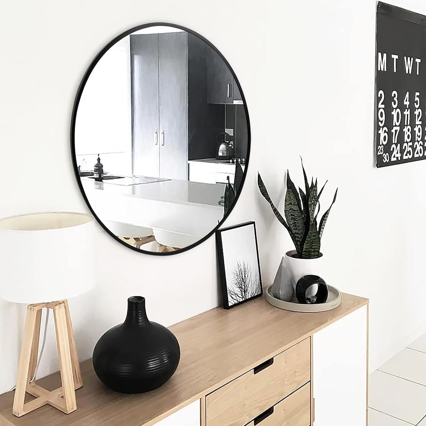 20 inch Fabuday Black Circle Mirror for Wall - Round Mirrors for Bathroom, Entryway, Living Room, Hallway, Bedroom