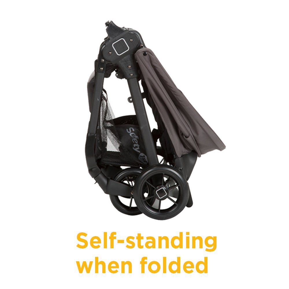 Safety 1st Smooth Ride Travel System Stroller and OnBoard FLX Infant Car Seat, Newborn to Toddler Baby Combo, Easy-Install, Large Canopy, Ample Storage, Foldable, Rear-Facing 4-30 lbs, Black Cherry