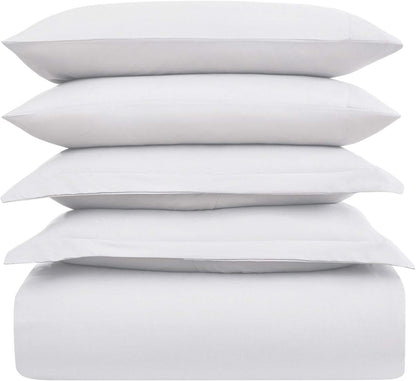 Mellanni Duvet Cover Set - 5-Piece Hotel Luxury Bedding - Extra Soft & Cooling Microfiber | Queen Size, White