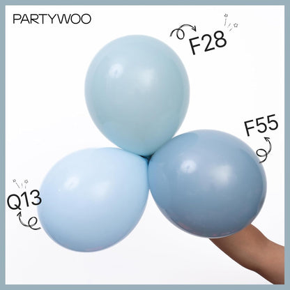PartyWoo Dusty Blue Balloons - 101pcs 12 Inch Aqua Latex Helium Balloons for Weddings & Celebrations