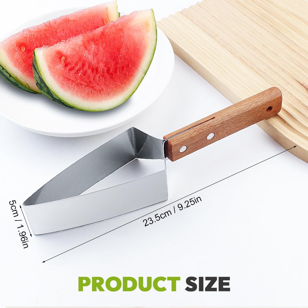 Triangle Watermelon Cutter, 2026 New Watermelon Slicer Cutter Stainless Steel, Multipurpose Melon Slicer Tool with Wooden Handle, Durable Melon Knife for Watermelon and Fruit (2 Piece)