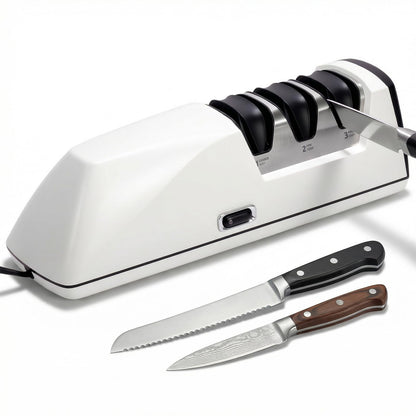 Professional Electric Knife Sharpener, 3-Stage High-Grit Diamond Sharpening System (#600/#1200/#2000) for Precision Grinding, Sharpening & Polishing, Designed for Straight & Ceramic Kitchen Knives