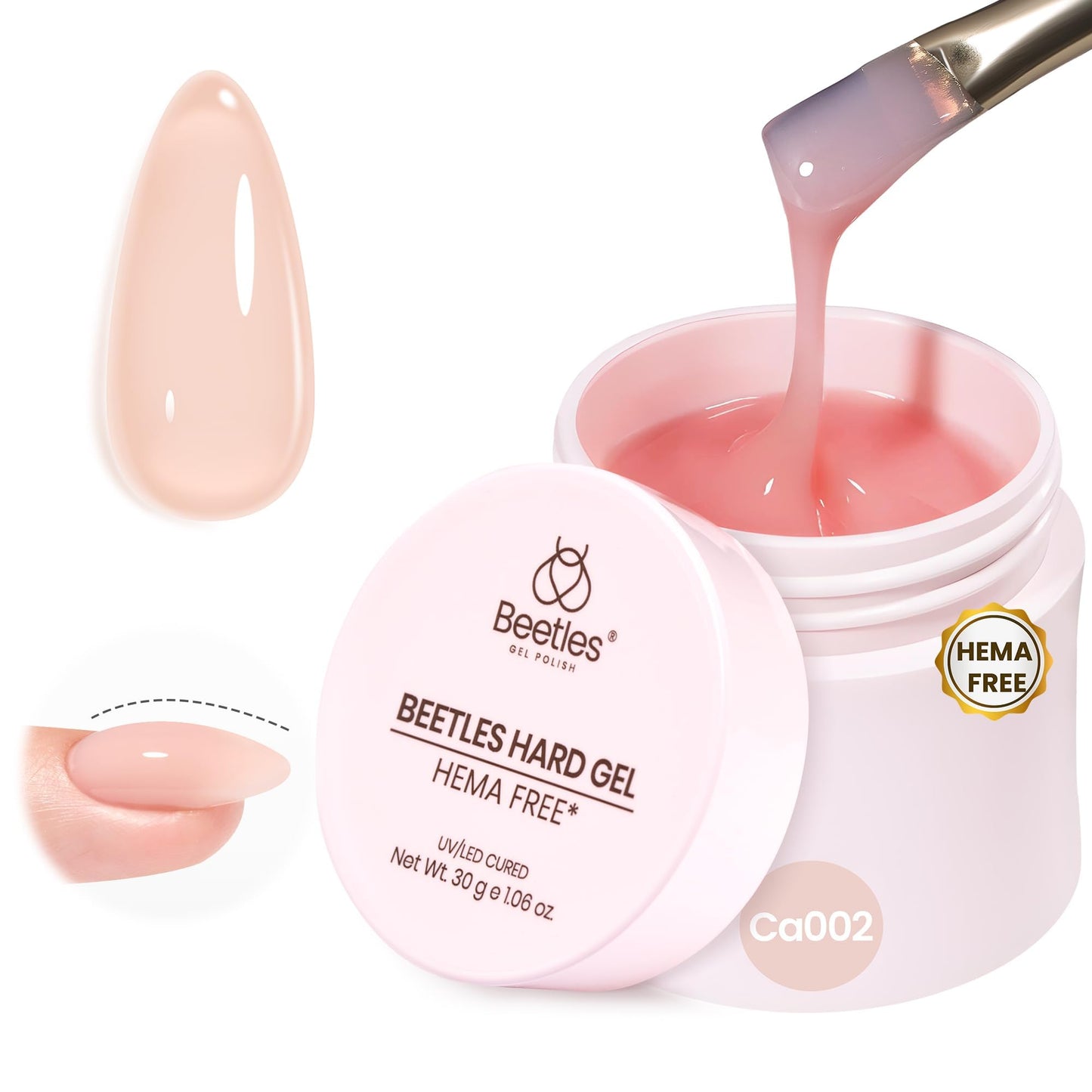 Beetles Hema Free Hard Gel for Nails,2.12 oz 9 in 1 Hard Gel for Nail Extension & Strengthening Broken Nail Repair with Flat Brush 100 Pcs Nail Forms UV LED Lamp Cured Salon Nail Technicians Women