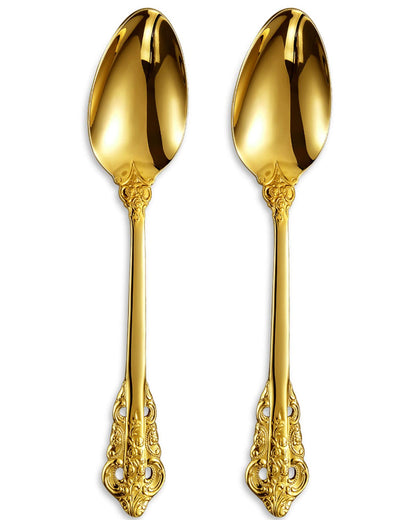 KEAWELL 2-Piece Gorgeous Large Serving Spoon, 18/10 Stainless Steel, Fine Large Serving Spoon, Sturdy Tablespoon, Dishwasher Safe, 9.4" (Gold)