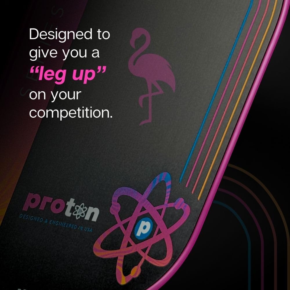 Proton Series Three Project Flamingo Pickleball Paddle - 15mm Velocity Core & Carbon Fiber Face (Pink, Widebody)