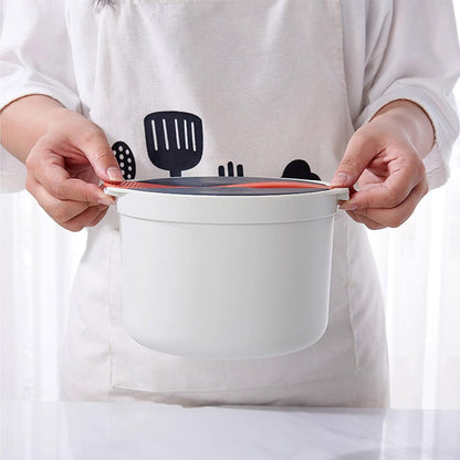 Microwave Rice Cooker - Microwave Rice and Pasta Cooker with Spoon, Easy Cooking or Reheating Set, Red