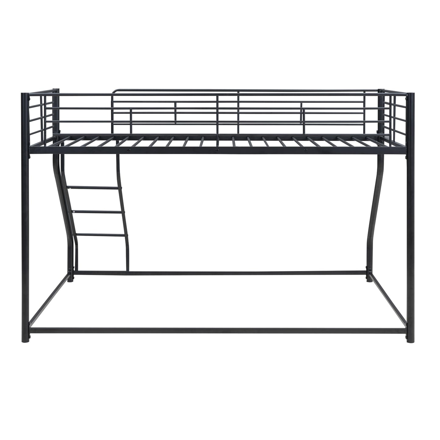 Merax Metal Floor Bunk Bed, Twin XL Over Queen, Black,82.4''L x 62.4''W x 53.7''H