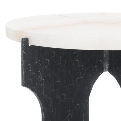 SAFAVIEH Couture Collection - Tayanna Black Iron & Marble Accent Table, Modern Side Table, Minimalist Round Top Design, Fully Assembled (SFV9546A)