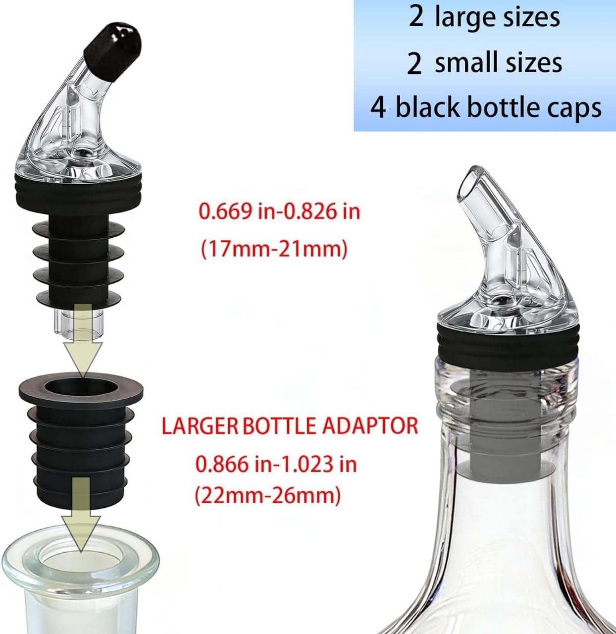 ziHenryDa 2-piece 4 Olive Oil Pour Spout for Olive Oil Dispenserfor big-small bottle olive oil dispenser