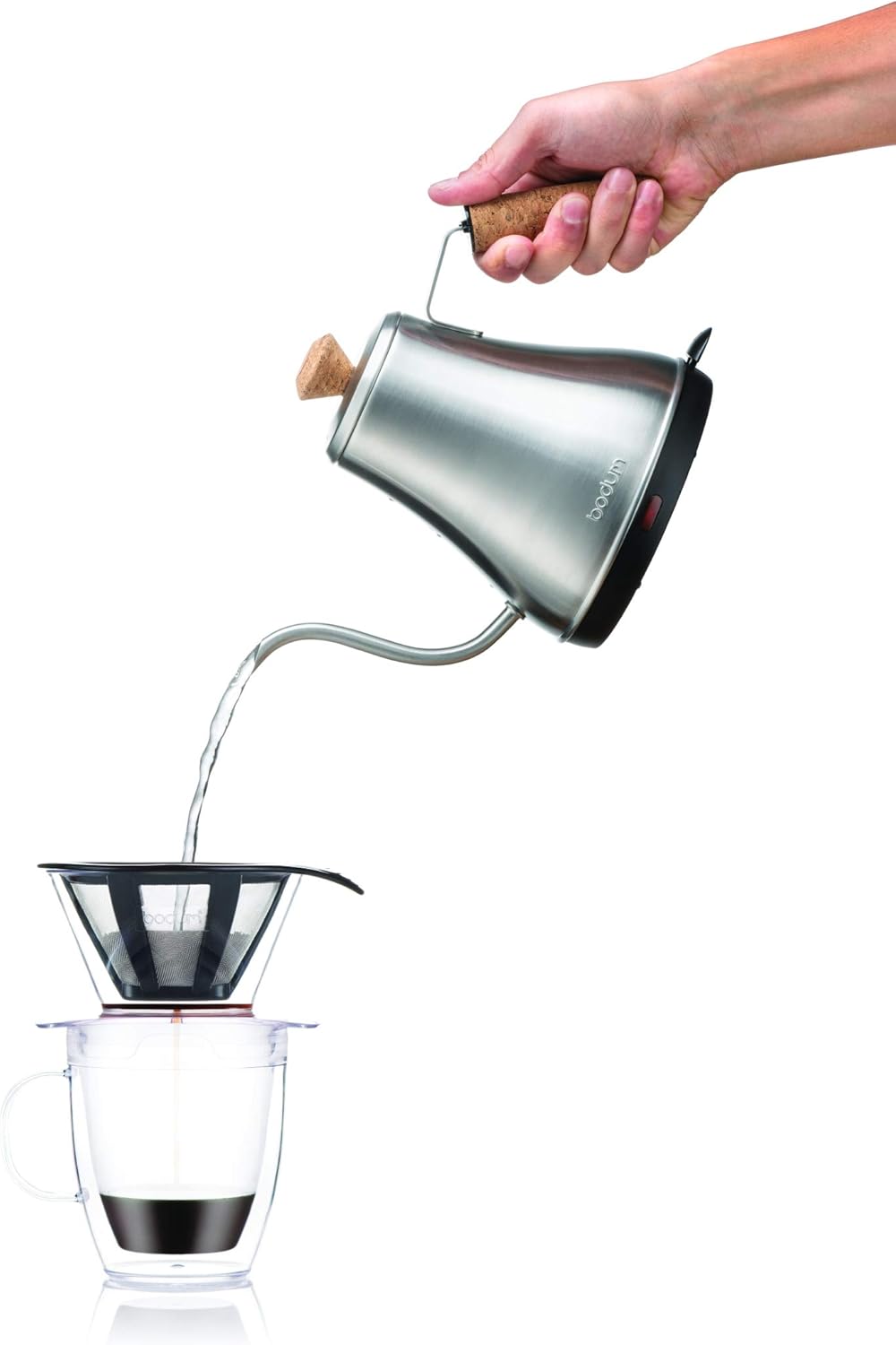 Bodum 12oz Pour Over Coffee Dripper Set - BPA-Free Plastic, Clear, with Double Wall Mug and Reusable Filter
