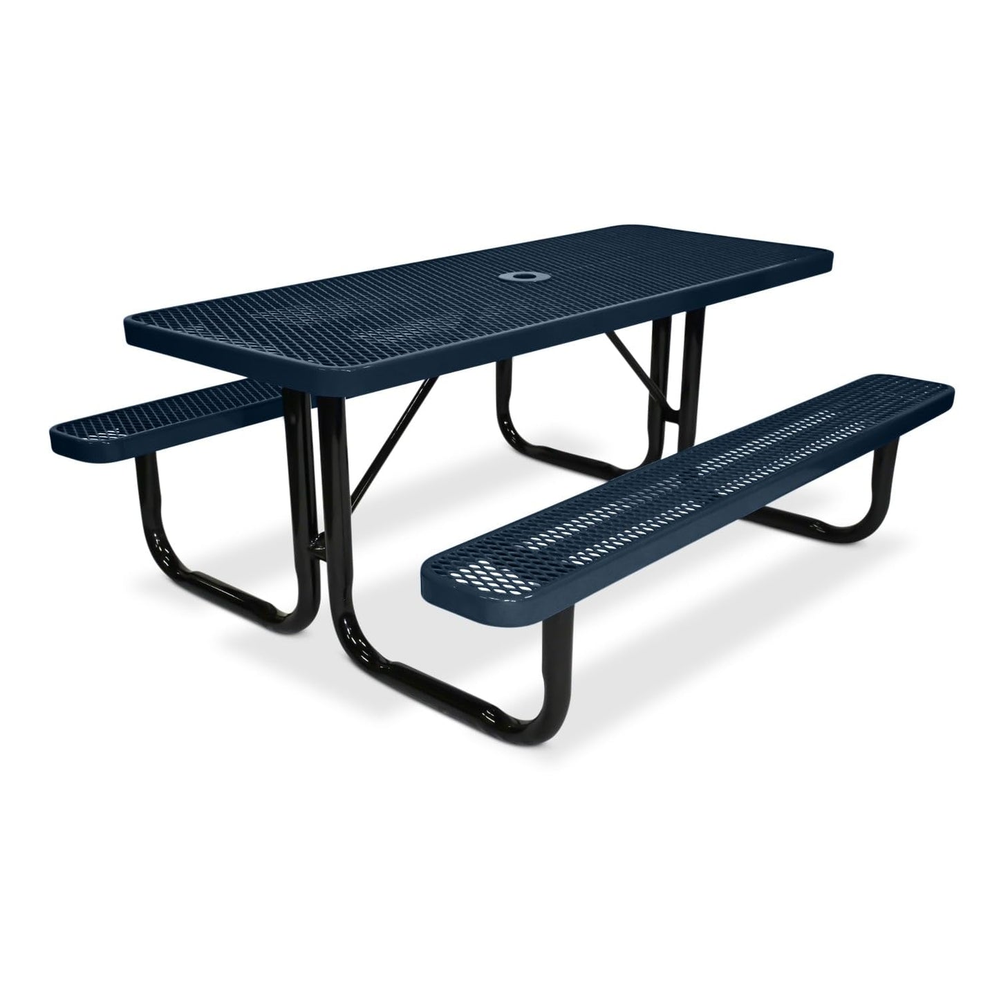 6' Rectangular Heavy-Duty Expanded Metal Dark Blue Picnic Table