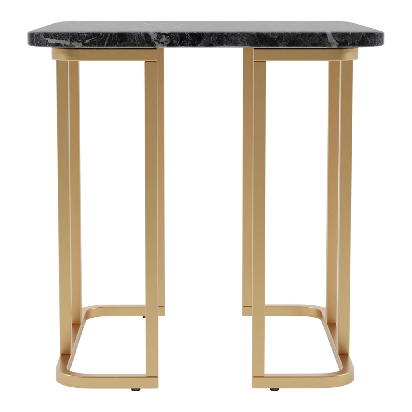 24/7 Shop at Home Scheben Modern Faux Marble Top 2-Piece Coffee Table Set with U-Shaped Metal Base for Living Room, Bedroom, Home Office, Gold Coating and Black