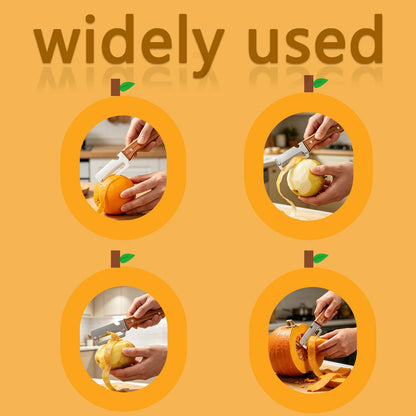 2-in-1 Multifunctional Vegetable Peeler with Wooden Handle & Stainless Steel Blade, Multifunctional Vegetable Peeler, Built-in Bottle Opener, Fruit & Vegetable Kitchen Peeling Tool (2Pcs)