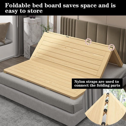 Foldable Wooden Bed Board, Solid Wood Slatted Mattress Support, Compact Floor Sleep Mat, Japanese Style Bed Frame, Easy Storage