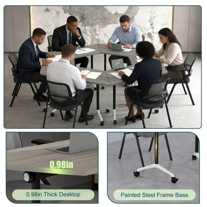 6 Pack Folding Conference Room Tables with Wheels,Stackable Flip Top Office Conference Table,Space Saving Meeting Seminar Table for Training Rooms,Rolling Boardroom Training Table with Warranty