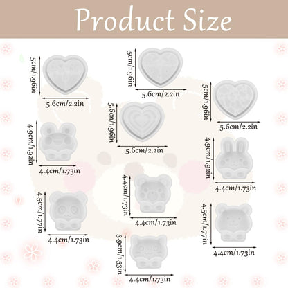 Voyyphixa 10 Pcs Heart Resin Shaker Molds with Animal Epoxy Resin Molds Set Silicone Quicksand Moulds with 20 Pcs Seal Film Silicone Casting Molds for Resin Jewelry Pendant, DIY Art Craft