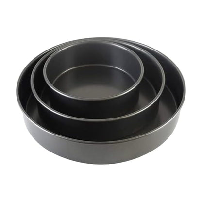Chicago Metallic Professional 3-Piece Round Cake Pan Set - 6, 8, and 10 Inch Nonstick Carbon Steel Baking Pans, 2 Inches Deep, for Layered Celebration Cakes and Tiered Desserts