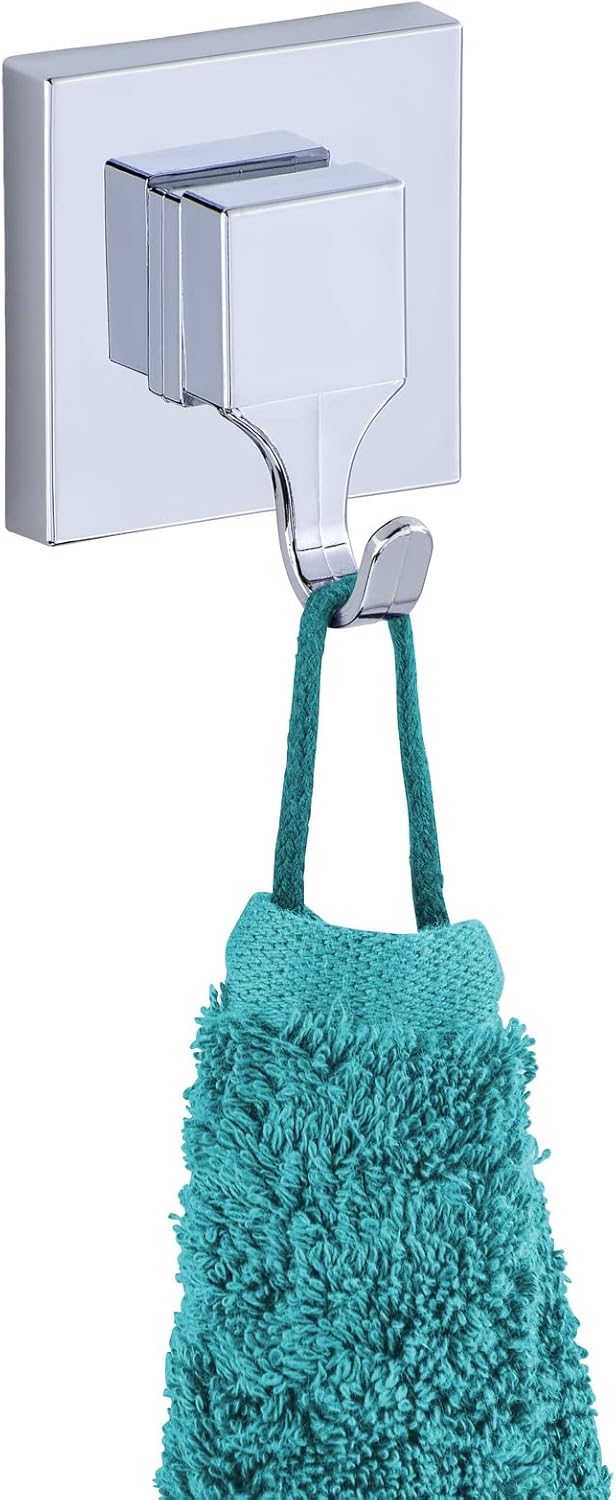 Wenko "Quadro Wall Hooks with Vacuum-Loc - Silver, 2-Piece
