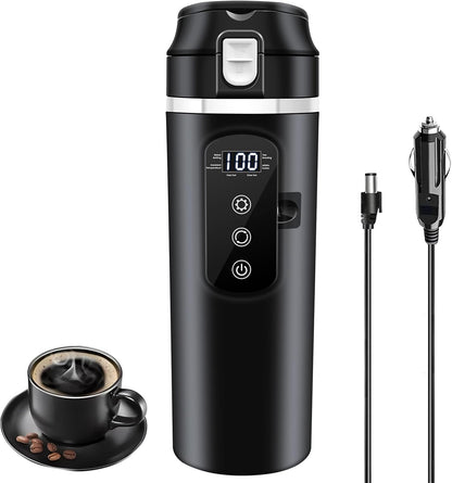 12V/24V 400ml 304 100 DC Car Travel Electric Kettle, Car Heating Mug with Anti-Spill Lid, Leak-proof, Stainless Steel