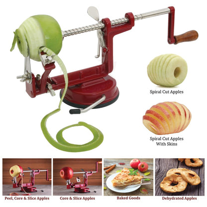 Johnny Apple Peeler, Corer, Slicer, Pie Maker, Stainless Steel Blades, Red VKP1010