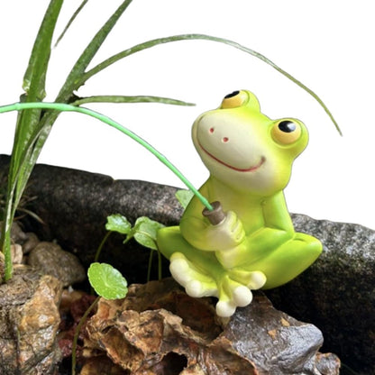 YCFbing Miniature Chrstmas Frog Statue Fairy Fairy Garden Decor Outdoor Chrstmas Figurine Light Frog Lawn Ornament for Housewarming Gift for Women Mom (Fishing)