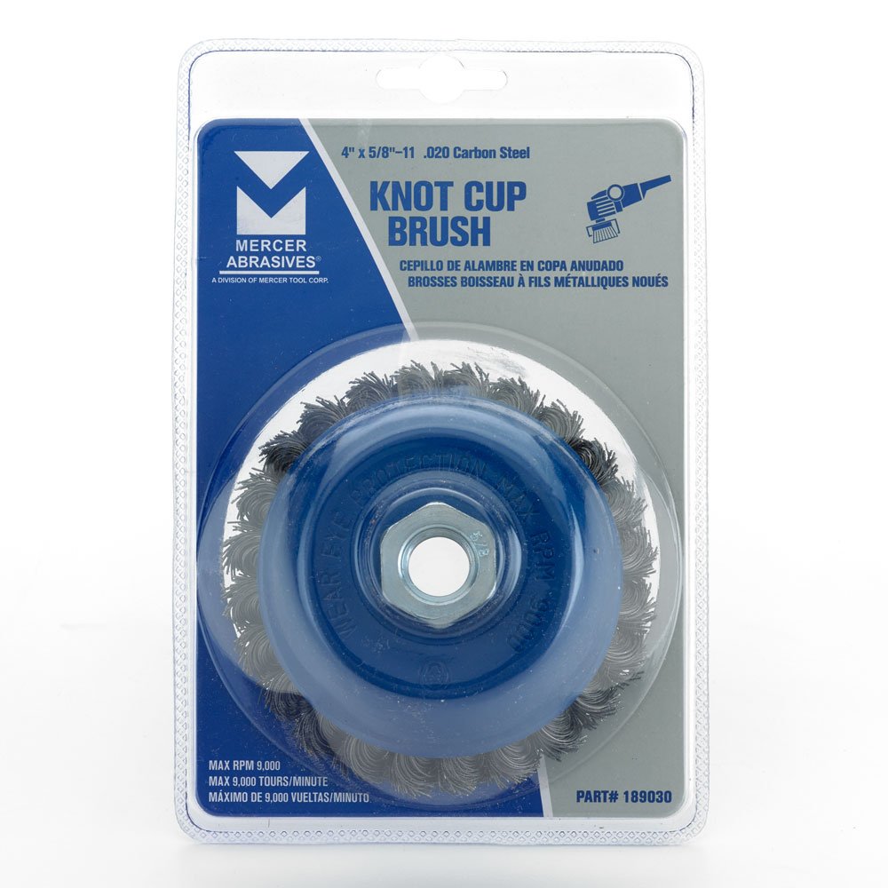 Mercer Industries 189030 - 4" x 5/8"-11 Knot Cup Brush, .020 Carbon Steel Wire