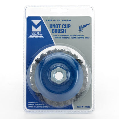 Mercer Industries 189030 - 4" x 5/8"-11 Knot Cup Brush, .020 Carbon Steel Wire