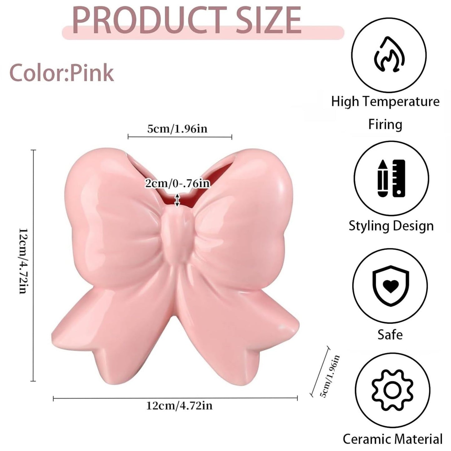 Bow Pen Holder for Desk, Coquette Ceramic Pencil Organizer Makeup Brush Holders with Bow, School Supplies Cute Office Decor, Back to School Accessories for Teachers Appreaction Gift for Women(pink)