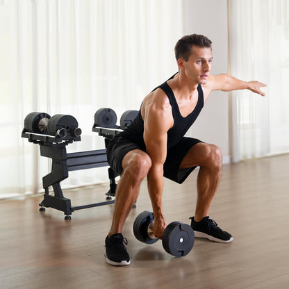 SNODE AD80 Adjustable Dumbbell Set 80LBS (Pair) with 10lb additional plates and Dumbbell Rack, Strength Equipment for Home Gym for Men and Women