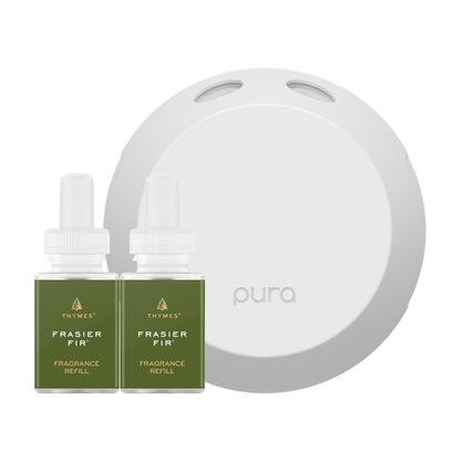 Thymes Pura Refills – 2 Pack of Oil Diffuser Scents – Long-Lasting Pura Diffuser Refills – Premium Home Fragrance – Notes Siberian Fir Needles, Cedarwood & Sandalwood (Frasier Fir, Pack of 2)