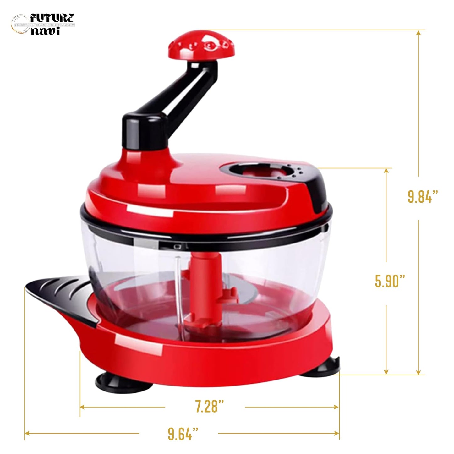 Multi-Functional Manual Food Chopper Processor, 8-Cup Capacity, Hand-Powered Kitchen Helper with 420 Stainless Steel Blades, for Chopping Vegetables, Nuts, Meat & Salsa