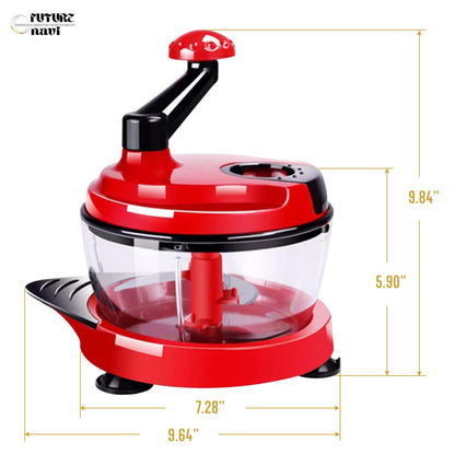 Multi-Functional Manual Food Chopper Processor, 8-Cup Capacity, Hand-Powered Kitchen Helper with 420 Stainless Steel Blades, for Chopping Vegetables, Nuts, Meat & Salsa