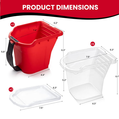 Mister Rui 4" Paint Bucket Hand Held, 8 Pack, Paint Cups, Paint Pail Liner with Lid, for Touch-ups, Crafts, and Coating Projects