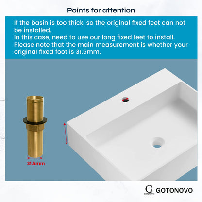 gotonovo Faucet Fittings Nipple Locknut Kit Extension Threaded Pipe Longer Mounting Shank Single Hole 4.7inch