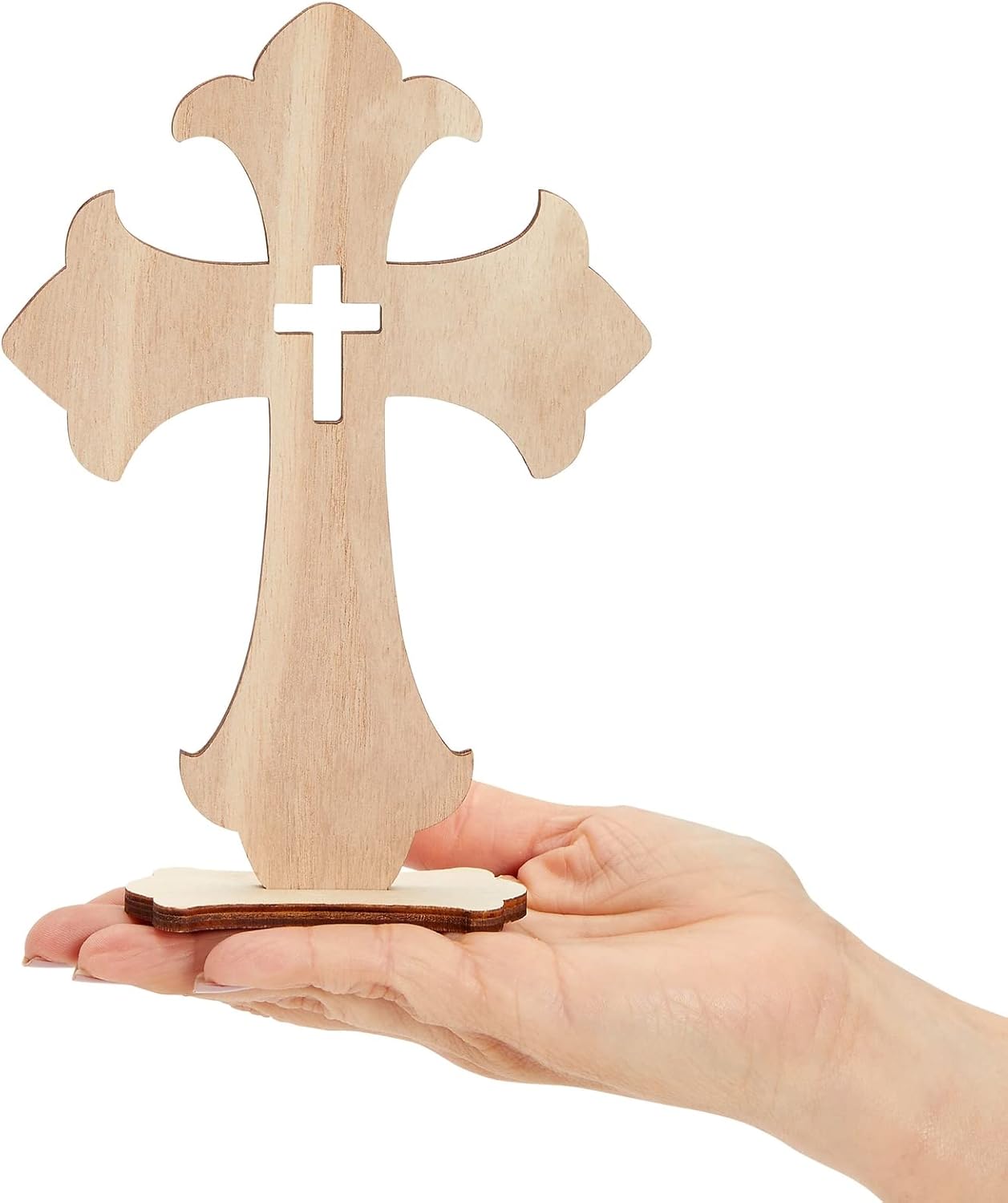 Bright Creations Wooden Crosses for Crafts, 12-Pack, Light Brown Unfinished Wood for Baptism Favors