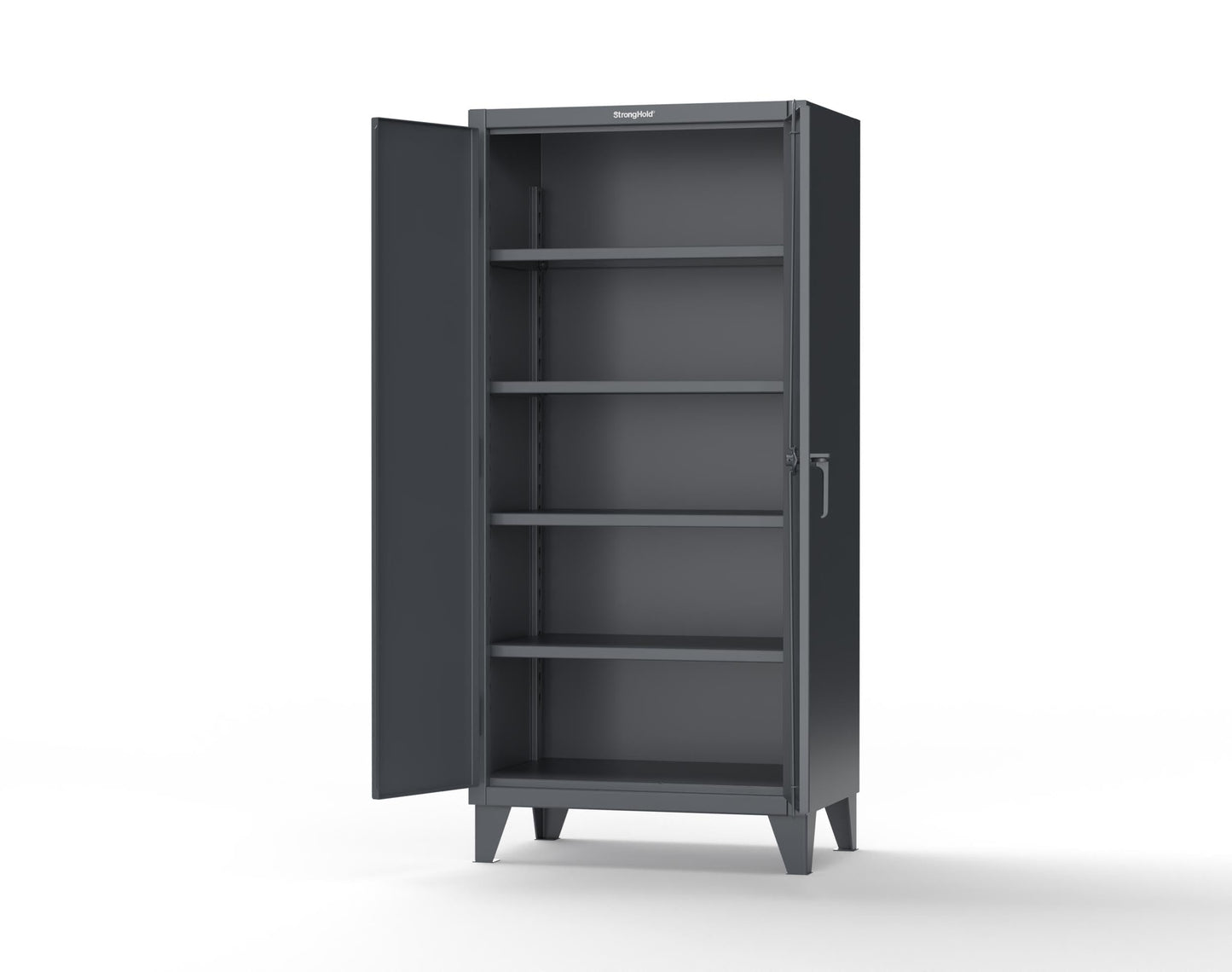 Strong Hold, 36" W x 24" D x 78" H, Industrial Cabinet, Heavy-Duty, Welded and Assembled, 12-Gauge Steel, Dark Gray, 4 Adjustable Shelves with 1,900 lbs. Capacity - USA, 36-244