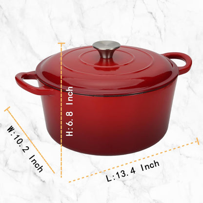 Enameled Cast Iron Dutch Oven Casserole with Lid - 5.5 Quart, Oven Safe up to 500°F, Heavy-Duty Cookware