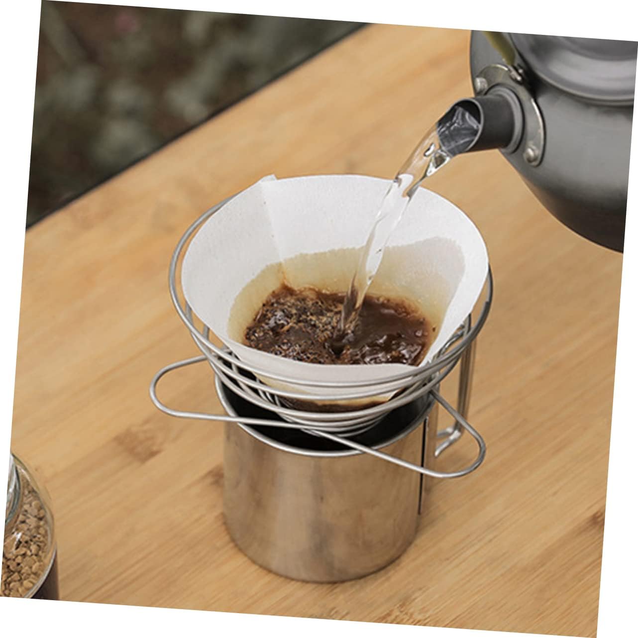 2pcs Folding Funnel Coffee Maker, Stainless Steel Hand Drip Coffee Strainer, DIY Coffee Dripper Filter
