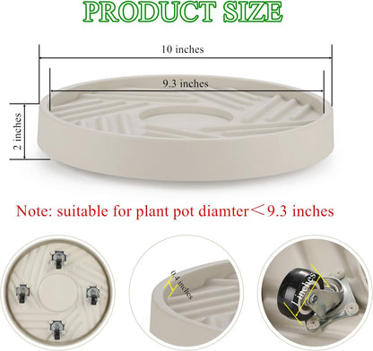 2 Pack Wheels,10" 165 LBS 360 Plant Caddy with Rolling Plant Stand Heavy Duty with Hidden Rotating Silent Wheel Wheels