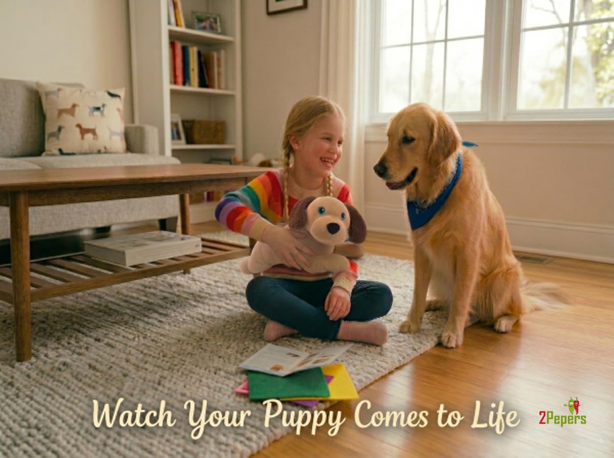 2Pepers Create Your Own Best Friend: DIY No-Sew Plush Dog Craft Kit for Kids - Stuffed Animal Kit for Children, Plushie Puppy Art Pillow, Gift for Boys & Girls Ages 3 4 5 6 7 8+, Dog Toy STEM Present